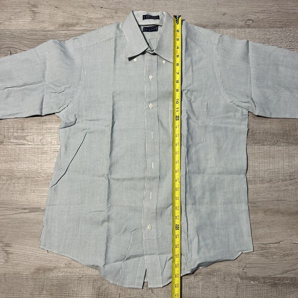 Vintage GANT Button Down Shirt Mens 16-34 Green White Stripes Long Sleeve - Picture 4 of 7